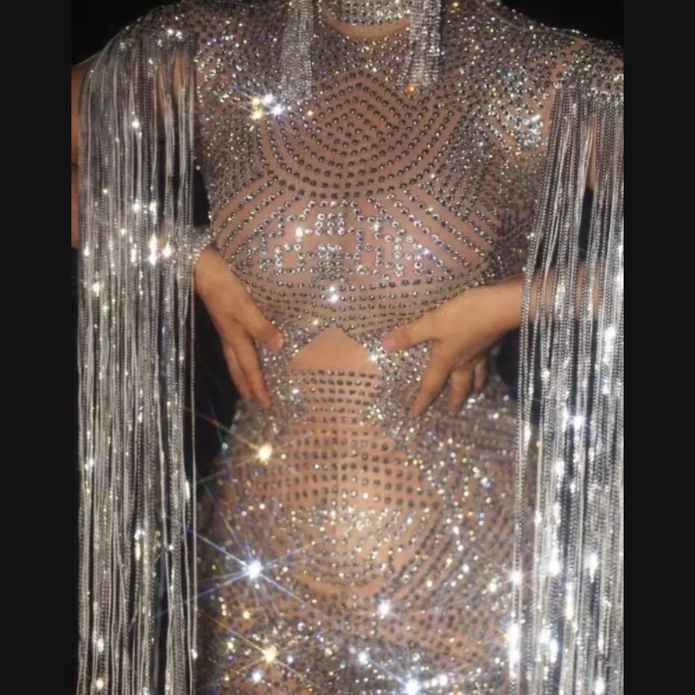 Rhinestone fringe dress size small